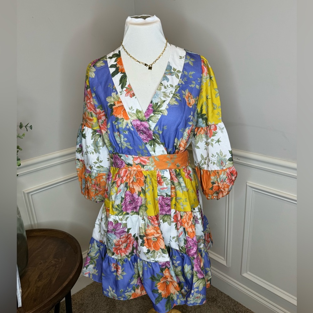 Royal Blue Wrap Ruffled Dress